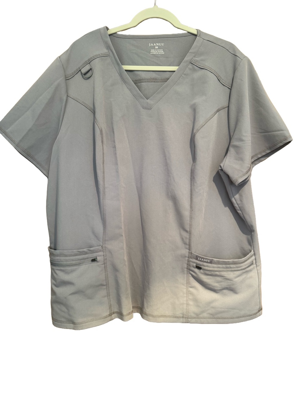 Jaanuu Women’s V-Neck Scrub Top in Light Gray